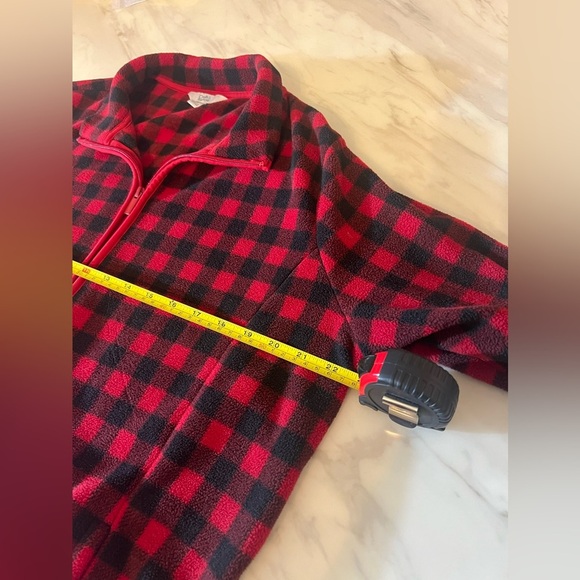 Croft & Barrow Red Black Buffalo Plaid Full Zip Fleece Jacket Coat XL Warm - Picture 6 of 7